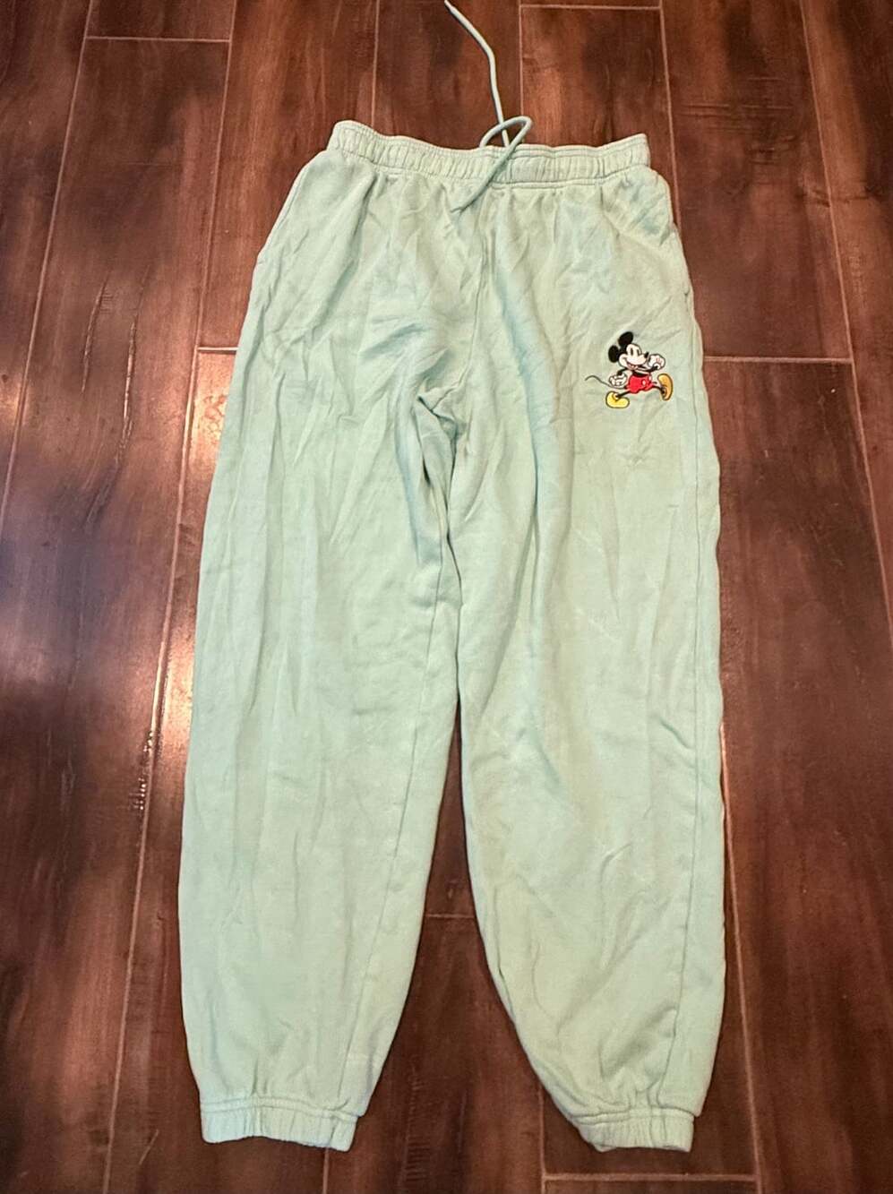 Disney Mickey Mouse Sweatpants Size L Mint Green Joggers